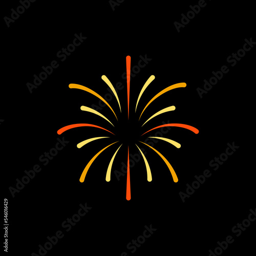 Firework icon or logo element on dark bacground. Minimal flat vector illustration for New Year and Christmas