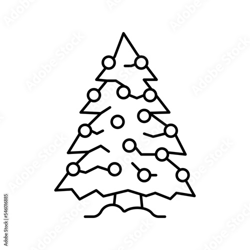 cristmas tree winter line icon vector illustration