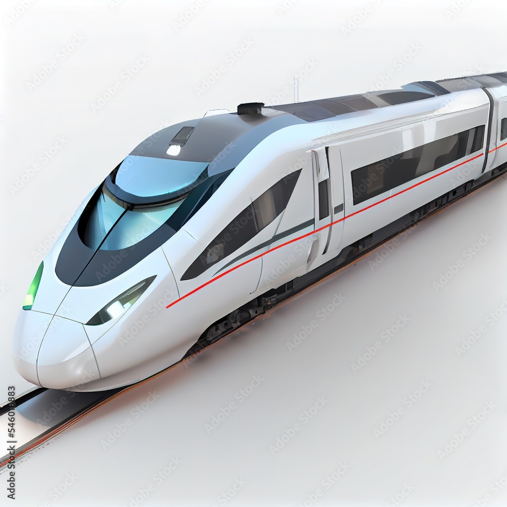 Bullet train, speed train model. Ai generated illustration in style of 3d model Bullet train, speed train model. Ai generated illustration in style of 3d model