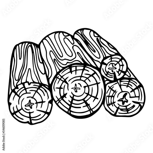 set with logs pile in sketch style
