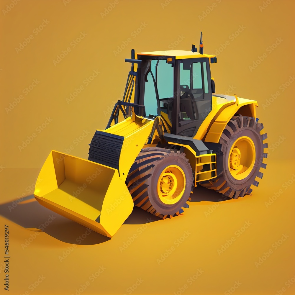 Cartoon front loader, construction machinery. Illustrated 3d model, generated by ai Cartoon front loader, construction machinery. Illustrated 3d model, generated by ai
