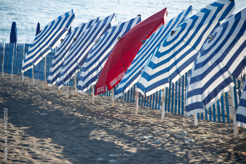 Umbrellas put out to dry after the summer