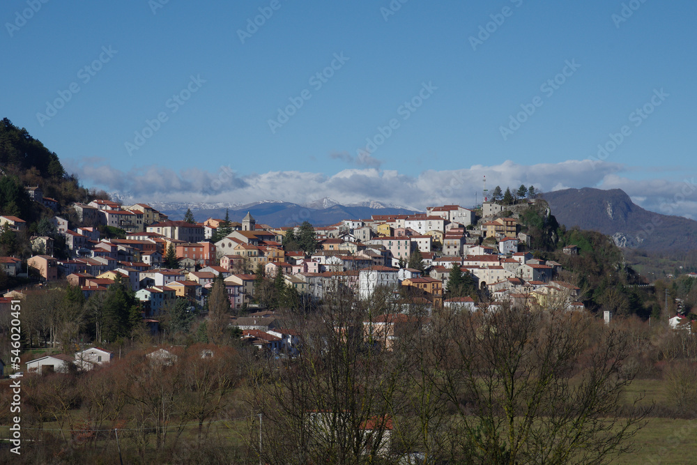 View of Carovilli, a small Italian town in the province of Isernia in Molise