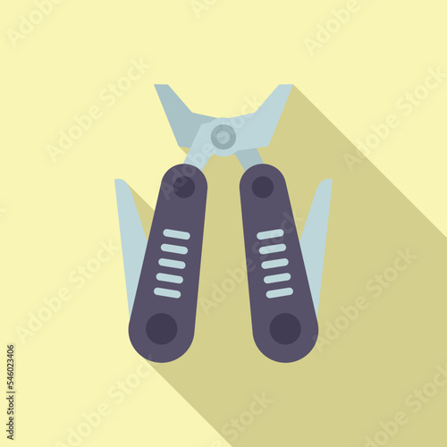 Utility multitool icon flat vector. Camping kit. Metal blade