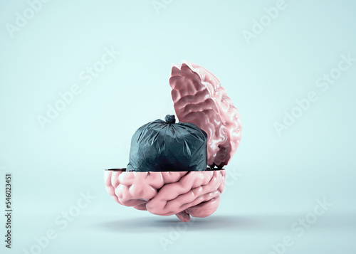 Принти на полотні Half brain with a trash bag inside