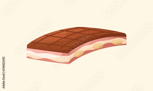 Vector illustration of an Scandinavian dish - ribbe. Kitchen for New Year and Christmas. Flat style.
