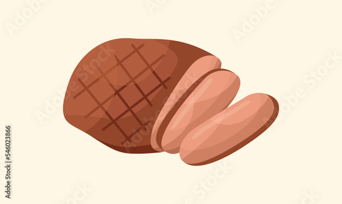Vector illustration of an Australian dish - steak Kitchen for New Year and Christmas. Flat style.