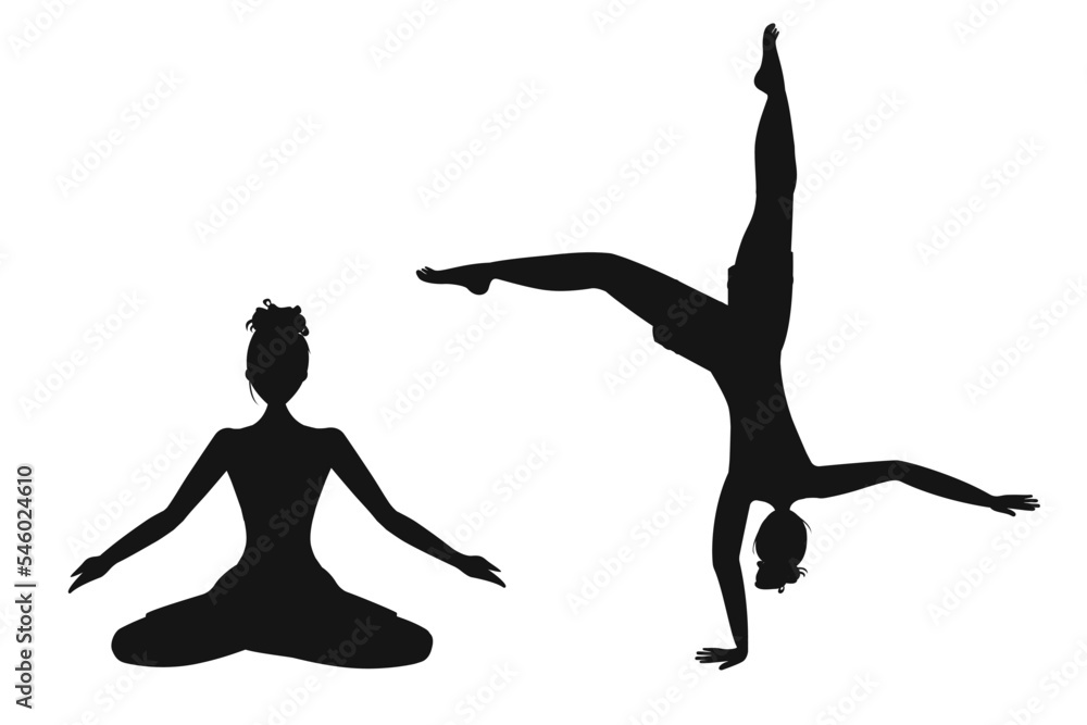 yoga. silhouettes poses.