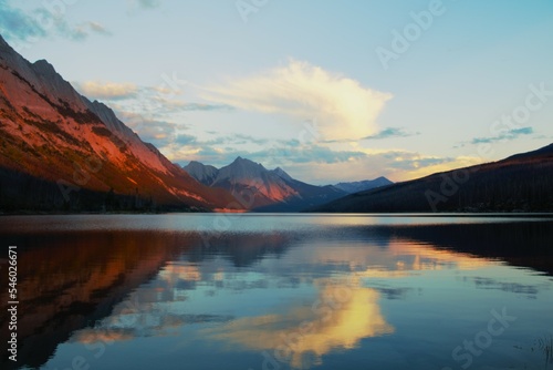 Beautiful dawn time at Medicine lake at Jasper, Alberta 