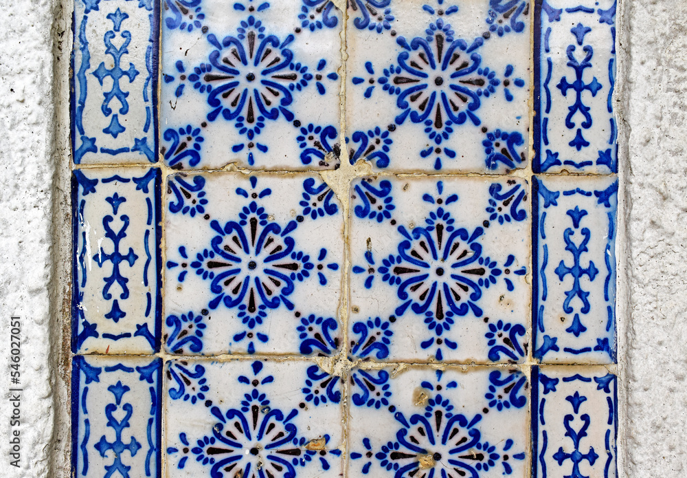 Old tiles pattern on wall in Petropolis, Rio de Janeiro, Brazil