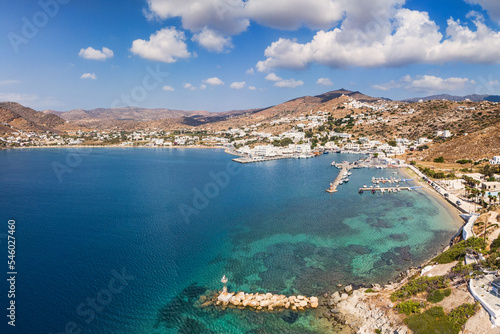 The port of Ios and the beach Yialos, Greece