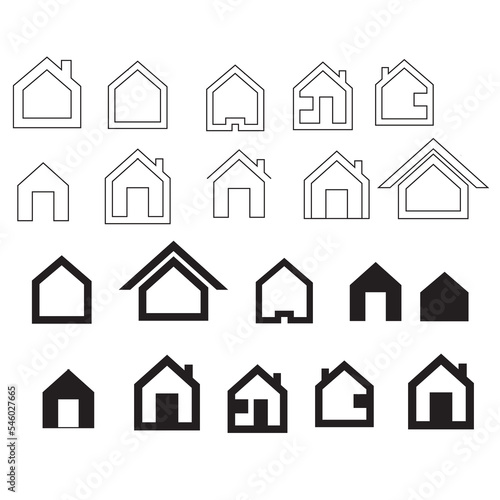 simple set of house line icons.