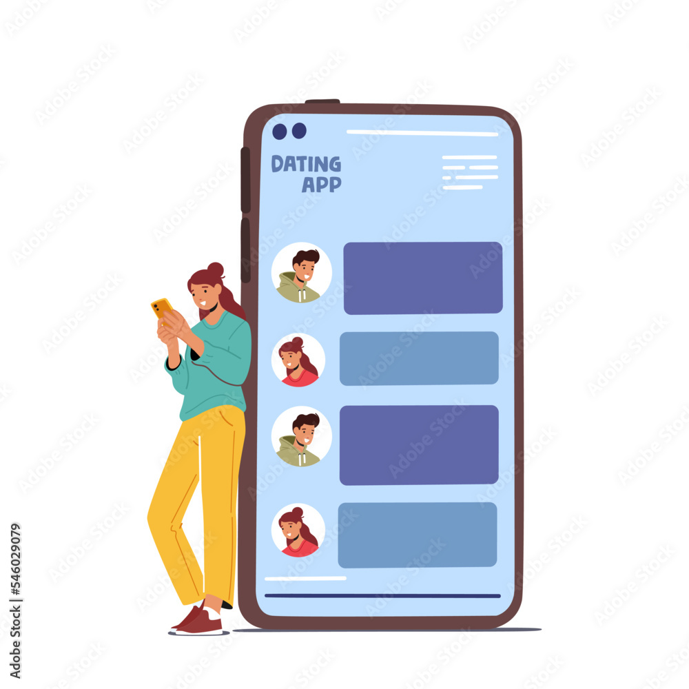 Online Dating Service Application, Social Media, Virtual Relationship Communication. Woman Messaging In Smartphone Online Dating Service Application, Social Media, Virtual Relationship Communication. Woman Messaging In Smartphone