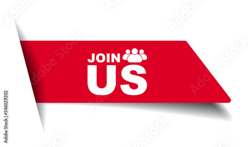 red vector illustration banner join us