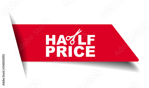 red vector illustration banner half price