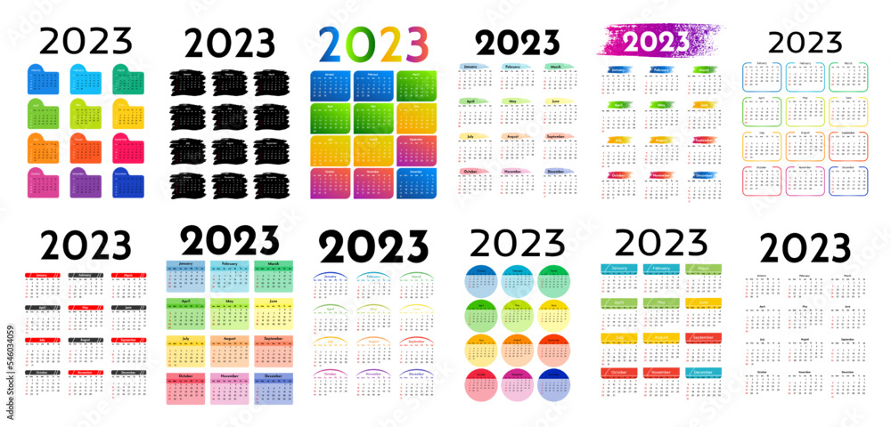 Calendar for 2023 isolated on a white background Calendar for 2023 isolated on a white background