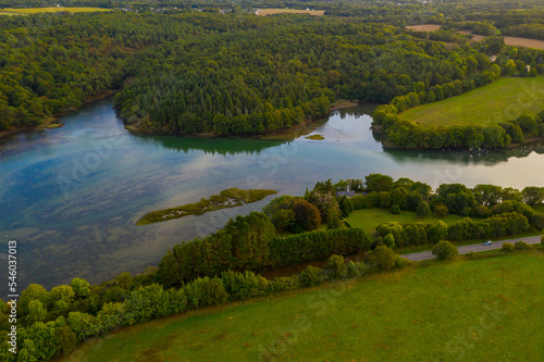drone view of riec sur belon in france