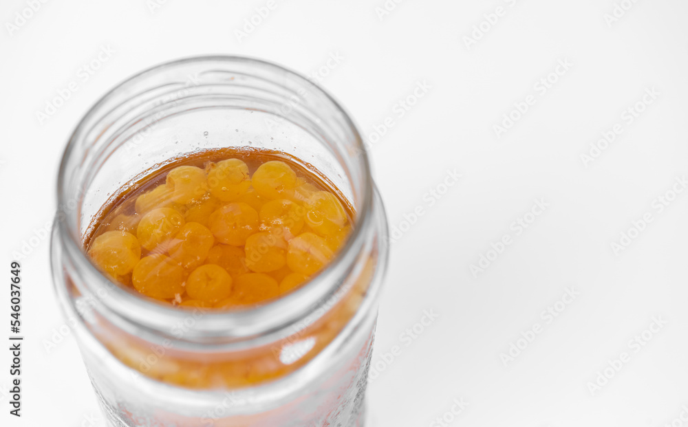 Cherry jam on a white background Cherry jam on a white background