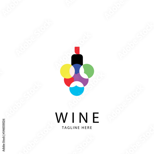 Wine bar logo template. Red and white wine glasses