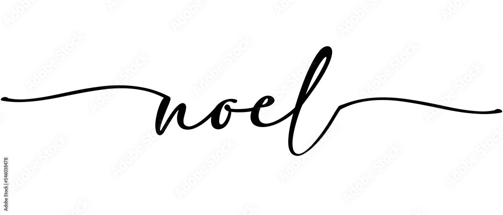 Noel - Continuous one line calligraphy with Single word quotes. Minimalistic handwriting with white background