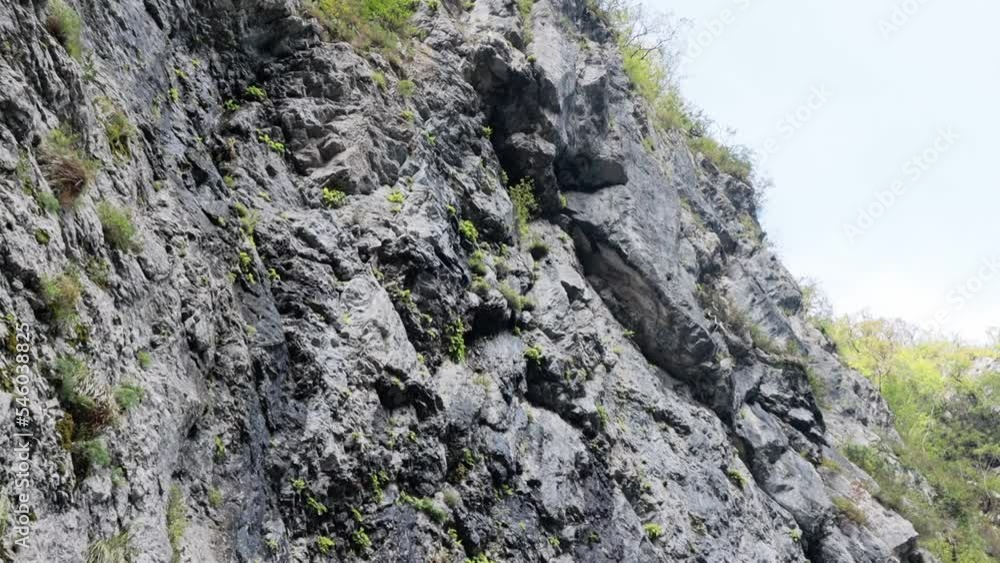 An old abandoned highway in the mountains. Rock and tree collapses, rockfalls on the road. Rocks, mountain gorge. An old abandoned highway in the mountains. Rock and tree collapses, rockfalls on the road. Rocks, mountain gorge.