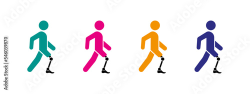 A man with a prosthesis. A disabled person with a prosthesis. A simple icon. Vector. 