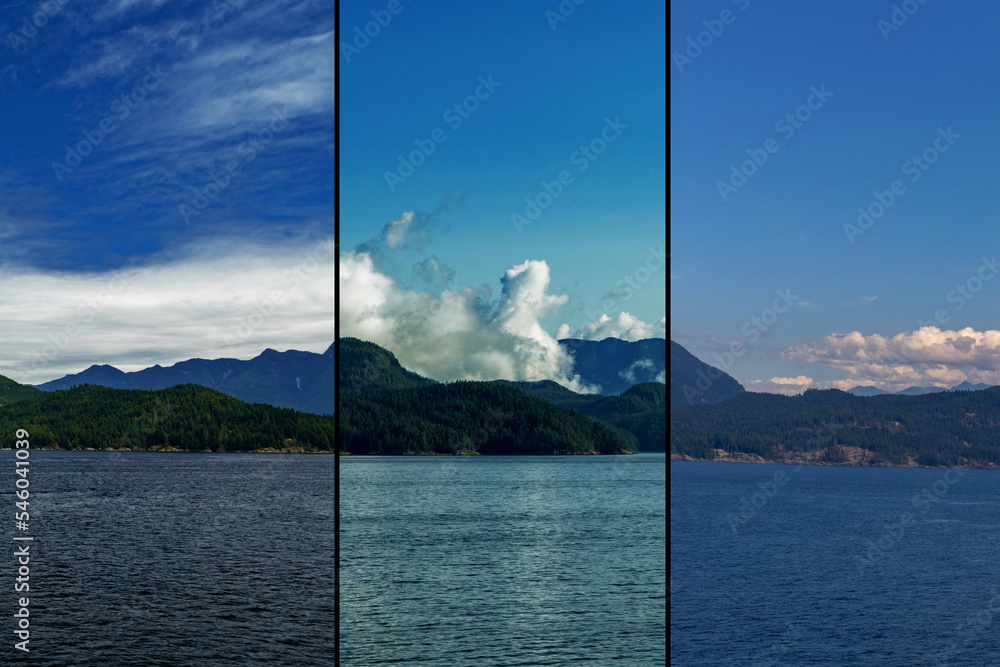 Pacific ocean and impressive skies seen from the ferry in Pacific ocean, , BC, Canada Pacific ocean and impressive skies seen from the ferry in Pacific ocean, , BC, Canada
