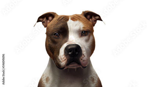 American Staffordshire Terrier isolated on transparent background. Portrait of a American Staffordshire Terrier dog. Cute dog. Digital art 