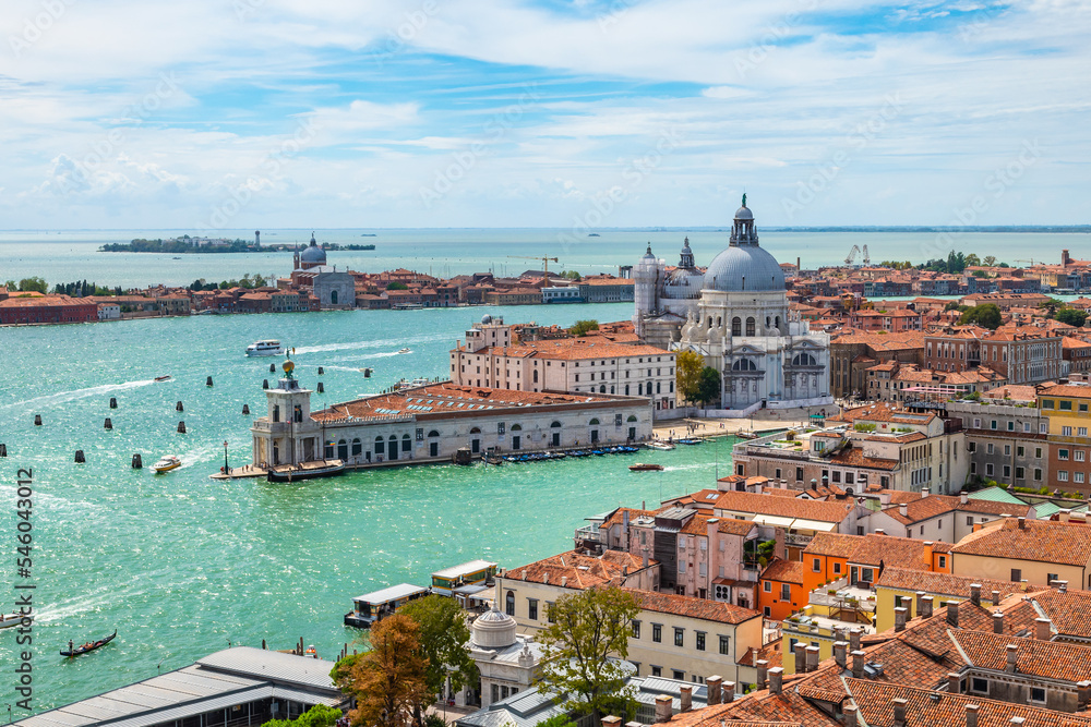 Venice Italy panoramic cityscape with Santa Maria della Salute church.