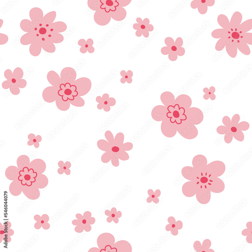 Fototapeta premium Cute vector floral seamless pattern. Colorful flowers background. Trendy repeat texture for fashion print, wallpaper or fabric.
