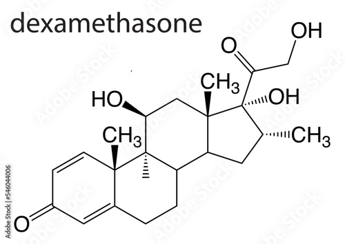 Skeletal formula of Dexamethasone on white background photo