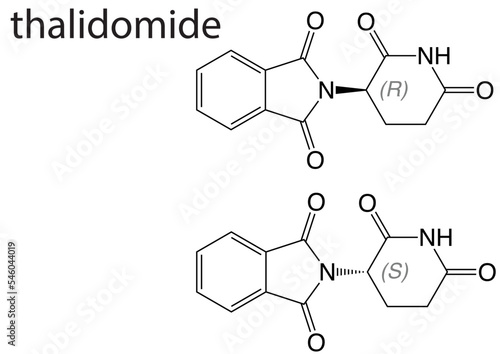 Skeletal formula of Thalidomide on white background