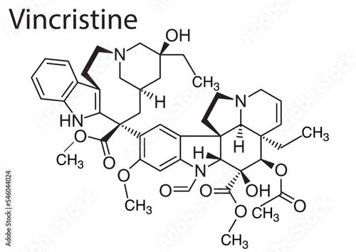 Skeletal formula of Vincristine on white background photo