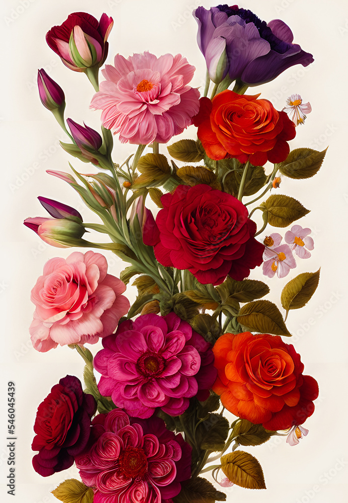 Artistic concept illustration of a flowers bouquet, background illustration. Artistic concept illustration of a flowers bouquet, background illustration.