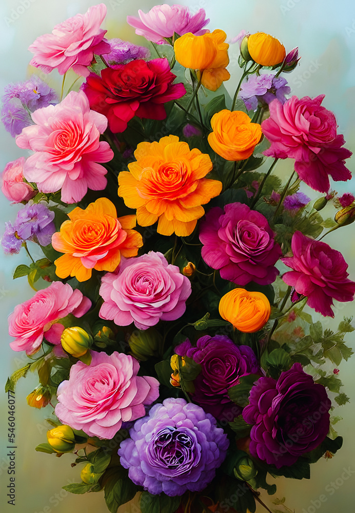 Artistic concept illustration of a flowers bouquet, background illustration. Artistic concept illustration of a flowers bouquet, background illustration.