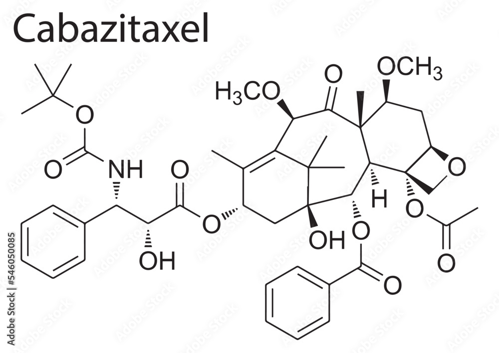 Chemical structure of an anticancer drug, Cabazitaxel Chemical structure of an anticancer drug, Cabazitaxel