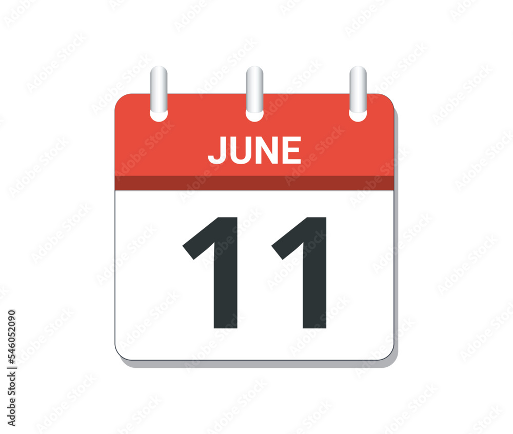 June 11th calendar icon vector. June 11th calendar icon vector.