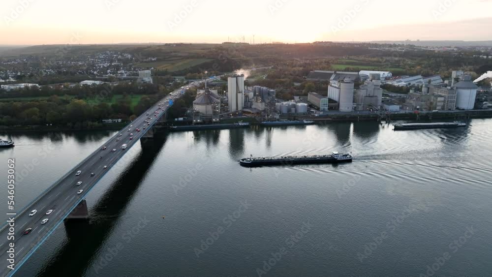 Highway bridge over river and ships
Highway bridge over river and ships