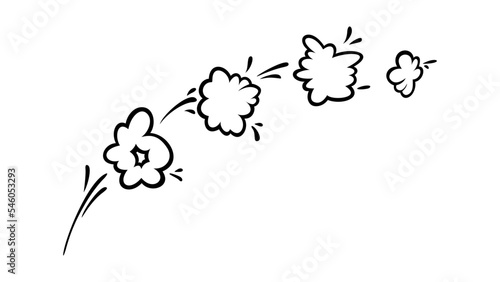 Comic boom effect clouds. Set of explosion bubbles and smoke. Vector illustration isolated on white background