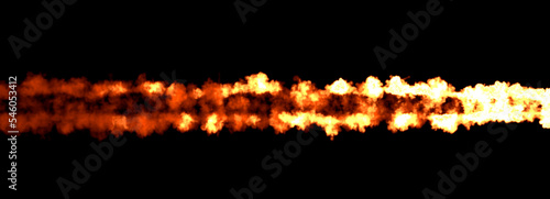 two blazing lines of fire on black, isolated - object 3D rendering