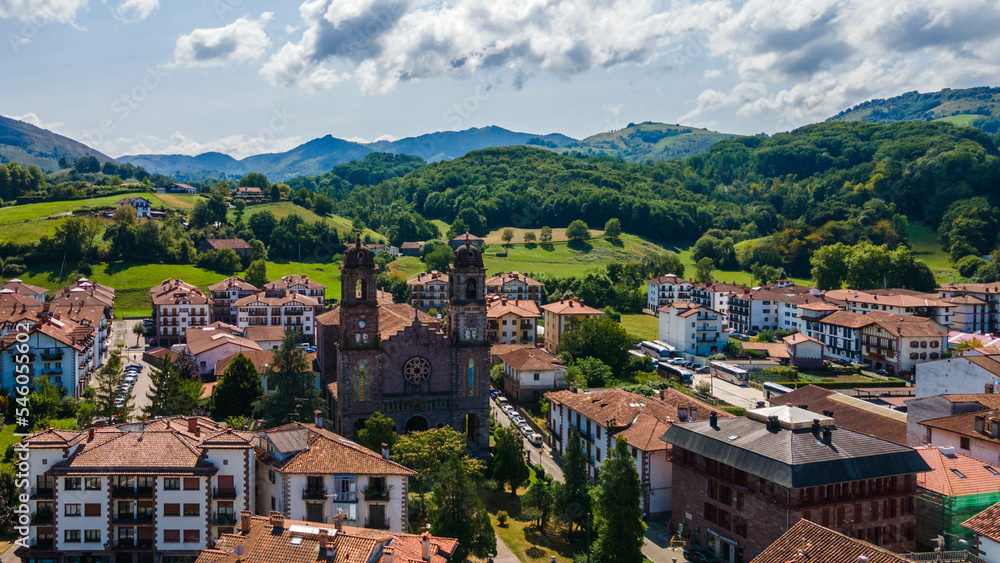 Panoramic view of the square in the town of Elizondo, capital of the Baztan Valley. Panoramic view of the square in the town of Elizondo, capital of the Baztan Valley.