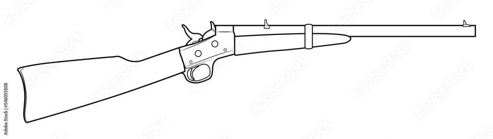Vector illustration of the Rolling Block rifle on the white background. Right side.