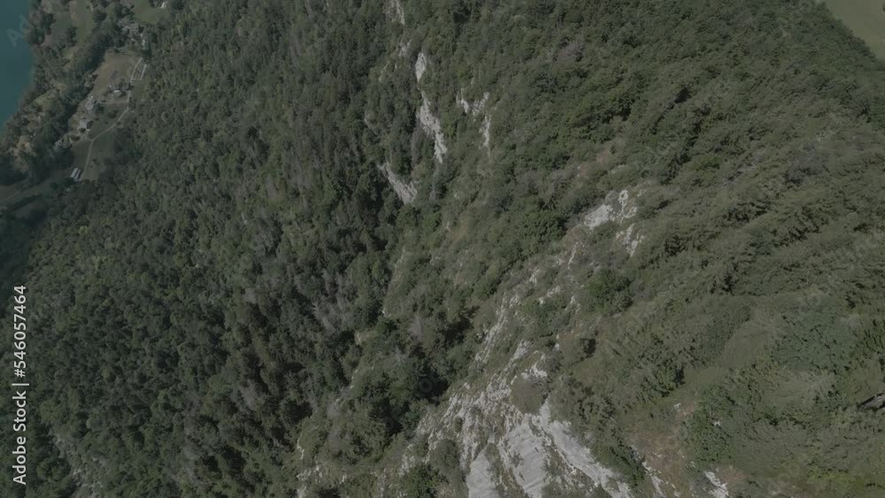 Aerial view of scenic mountainous landscape in Amden and a river in Switzerland Aerial view of scenic mountainous landscape in Amden and a river in Switzerland