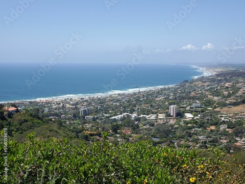Aerial view of La Jolla coastline seen from Soledad Mountain in San Diego, California