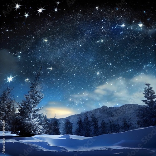 AI-generated digital art of a winter landscape at night © Stella Sky/Wirestock Creators