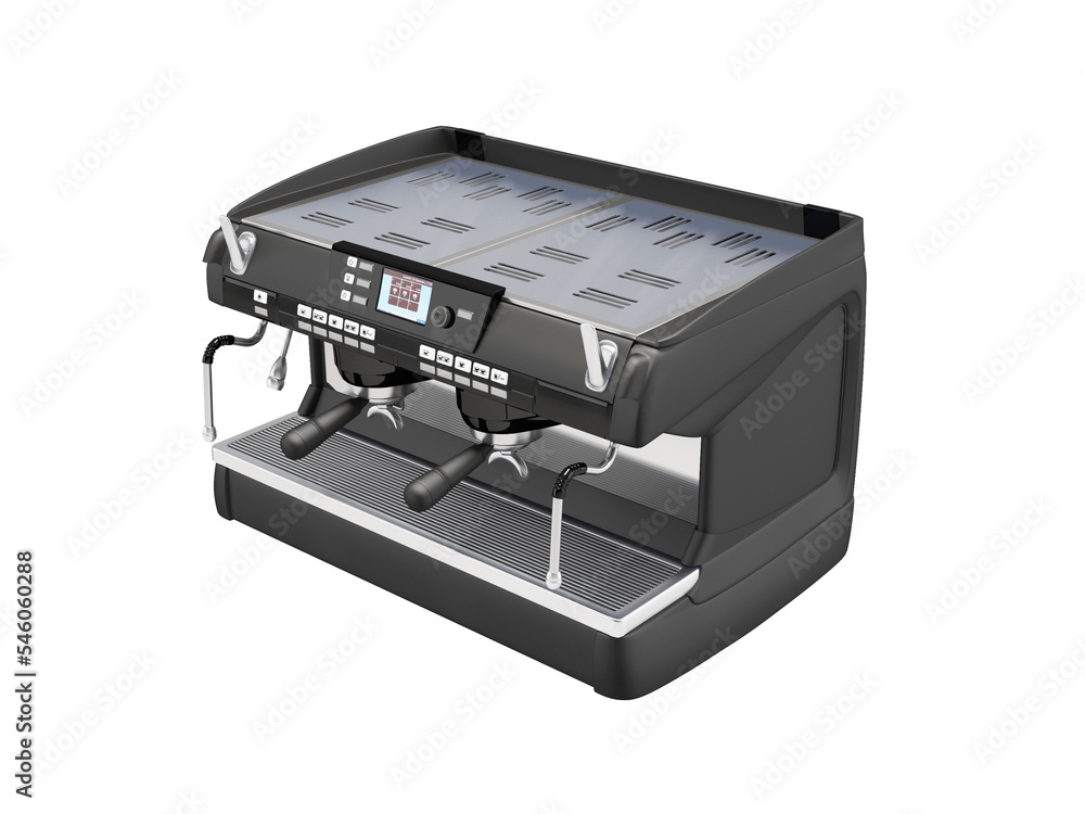 3D illustration of small coffee machine in stylish metal case on white background no shadow 3D illustration of small coffee machine in stylish metal case on white background no shadow
