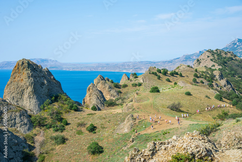 View from the volcano Kara Dag to the Black Sea in Crimea