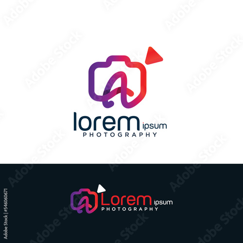 Gradient color A letter photography logo design
