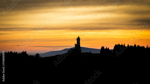 autumn mountain sunset overlooking the castle © Marcin C