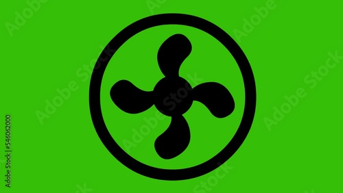 Animation of icon of a fan moving the helices, on a green chrome key background photo